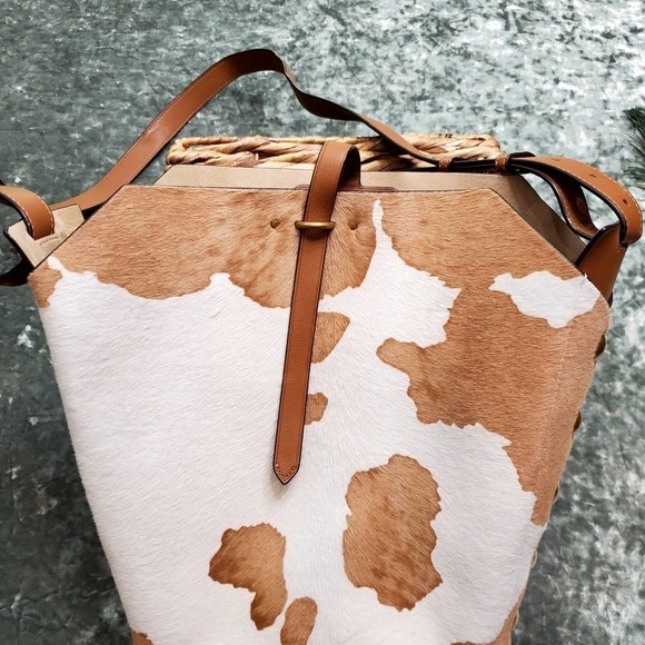 Tory Burch Rowan Genuine Calf Hair Bucket Bag - Picture 8 of 16